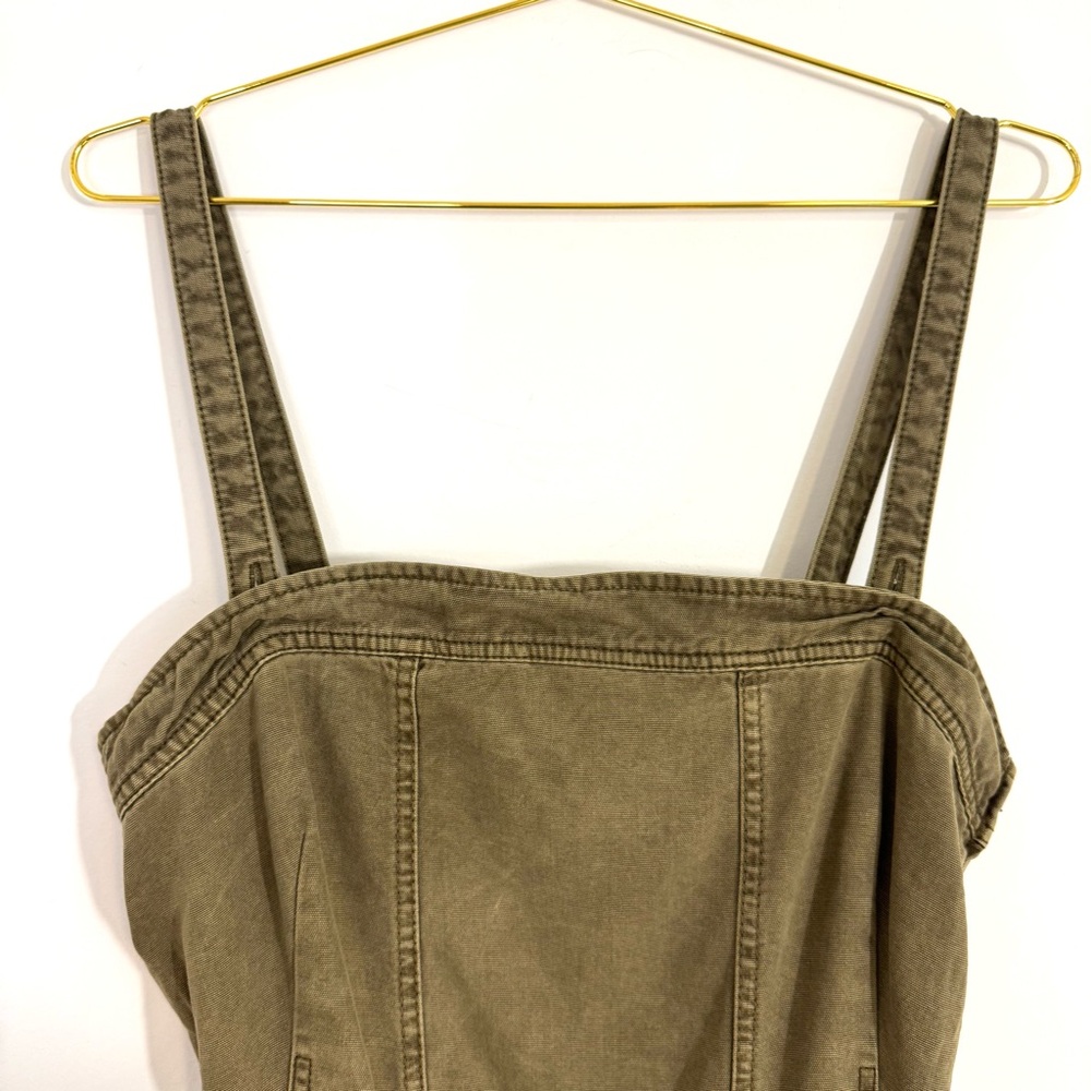 Free People Go West Utility Jumpsuit Army Sage Military Green Belted Fall Large - Picture 9 of 16